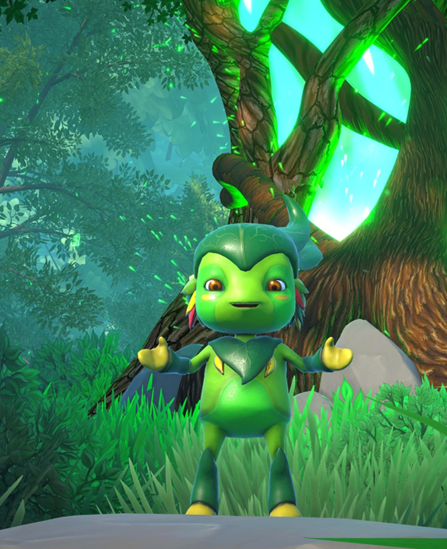 Foli, small green creature standing guard of the Source Tree. When a Magi visits the Source Tree.